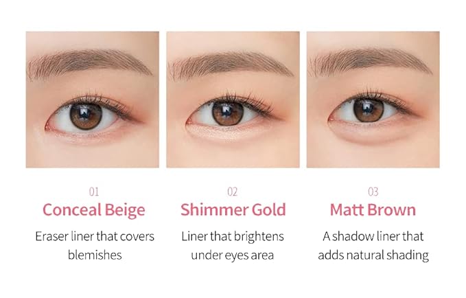 TONYMOLY Lovely Beam Drawing Pencil 03 Matte Brown – Multi-Use Concealer & Highlighter Pencil for Under-Eye, Blemish Cover, and Precision Detailing, Smooth Korean Makeup Stick, 0.3g