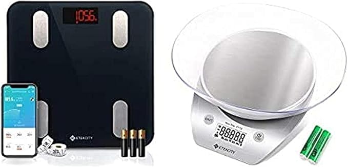 Etekcity Smart Body Fat Scale and 0.1g Food Kitchen Scale with Bowl Silver