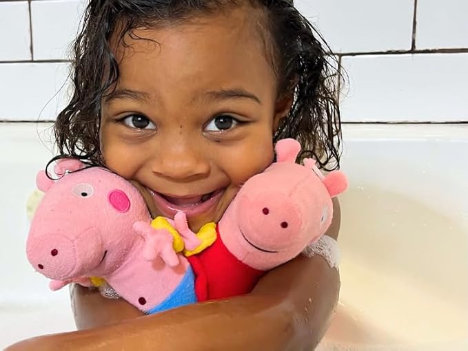 Peppa Pig by SoapSox Kids - Exfoliating Bath Scrub - Soft Animal Toy Wash Cloth Sponge with Soap Pocket Insert - Fun Loofah Characters for Babies, Kids and Children