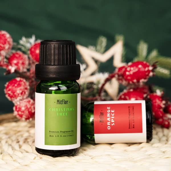 Christmas Fragrance Oils Set, MitFlor Upgraded Holiday Essential Oils for Diffusers for Home, Fragrance Oil for Candle Soap Making, Christmas Tree, Apple Cider Cinnamon, Bonfire and More, 6x10 ml