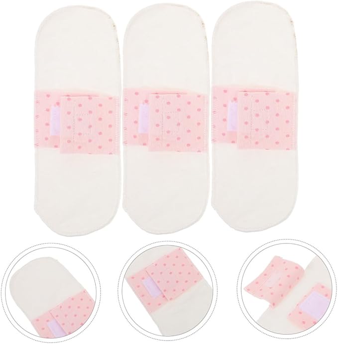 5pcs Reusable Cotton Menstrual Pads Soft Breathable Washable Panty Liners for Women Postpartum Care Overnight Use Daily Pads White