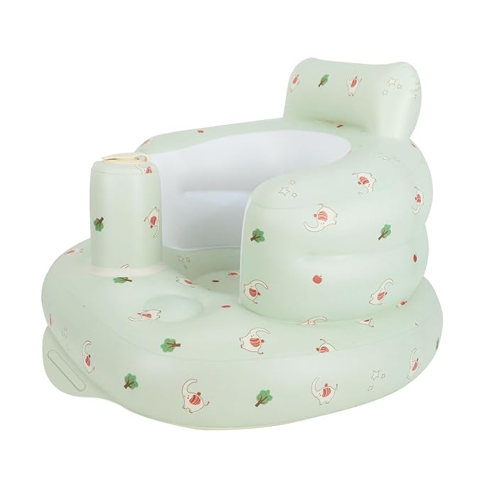 AirSwim Inflatable Baby Seat, Inflatable Baby Chair for Babies 3 Months and Up, Summer Blow Up Chair with Built in Air Pump, Infant Floor Seats for Learning to Sit, Palying, Camping, Elephant