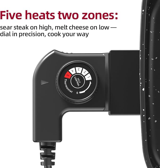 AORAN 2200W Electric Grill & Hot Pot Combo with Dual Zone Control - 26.6" Large Yin-Yang Nonstick Skillet, Indoor Smokeless BBQ Grill for Family Party, Adjustable Temperature & Easy Clean
