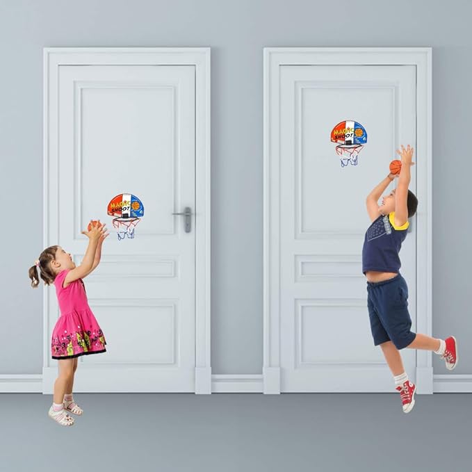 ArtCreativity Mini Basketball Game (12 Sets) Each Set Includes 1 Mini Ball, 1 Back Board Net, & Mounting Tape, Indoor Basketball Hoop for Kids, Basketball Party Favors, Best Gift for Boys and Girls