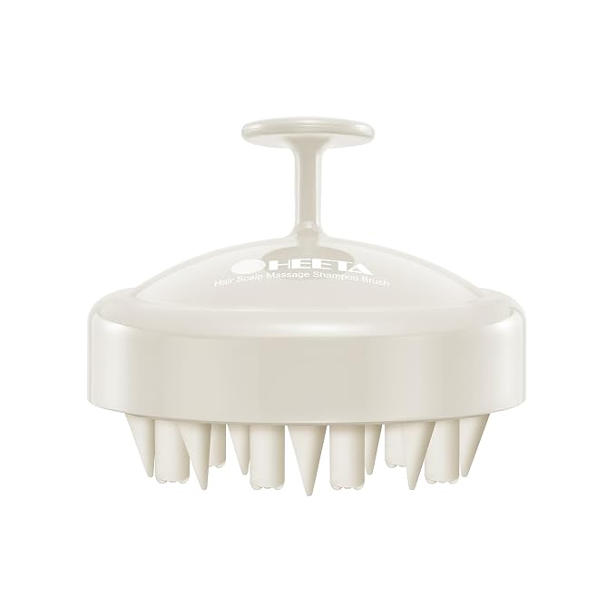 HEETA Hair Scalp Massager Brush, Updated Hair Shampoo Brush, Wet & Dry Scalp Exfoliator with Soft Silicone Bristles, Head Massager Washing Hair Care Tool for Women Men Kid, Bright Beige