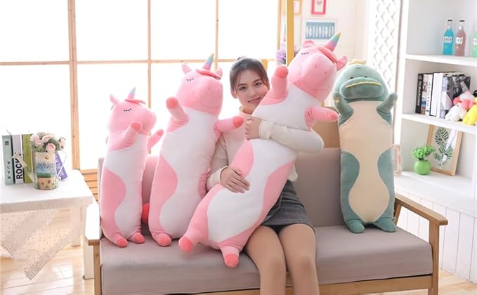 Long Unicorn Plush Toy, Soft Hugging Pillow Plush Unicorn Plushies for Kids Girls, 90cm