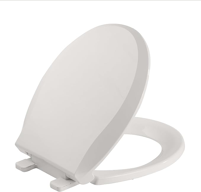 Toilet Seat Round Toilet Seat Cover Biscuit Color Soft Close PP Toilet Seat for Bathroom, Durable and Easy to Clean