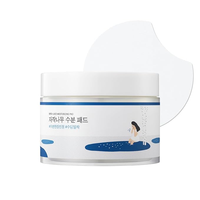 ROUND LAB Birch Juice Moisturizing Pad 80pcs, Hydrating and Soothing Facial Pads, Triple-Layer Toner Pads with Birch Sap and Hyaluronic Acid, Cooling for Sensitive Skin, Non-Sticky, Korean Skin Care