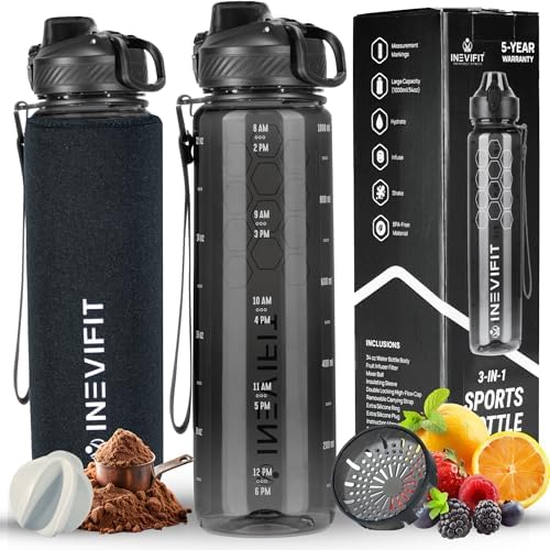 INEVIFIT Hydration & Weight Management Bundle, Bluetooth Eros Smart Body Fat Scale & 3-in-1 Sports Water Bottle for Health & Fitness