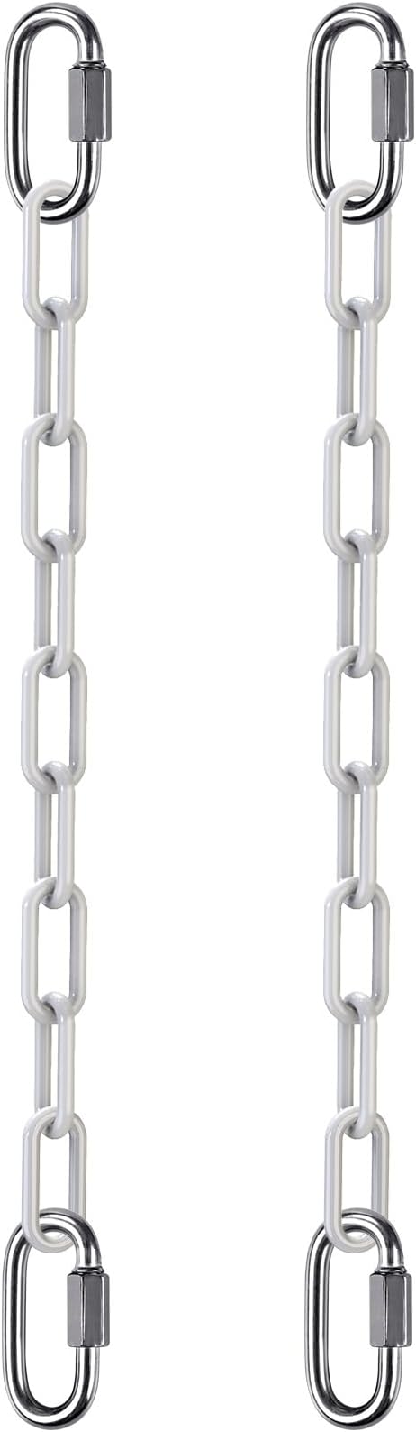 SELEWARE 2 Pack 40 Inch Hanging Swing Chain with 4 Carabiners, 1000LB Capacity Plastic Coated Hanging Chains, Hammock Hardware Kit for Swing, Hanging Chair, Punching Bags, Indoor Outdoor Gym (White)