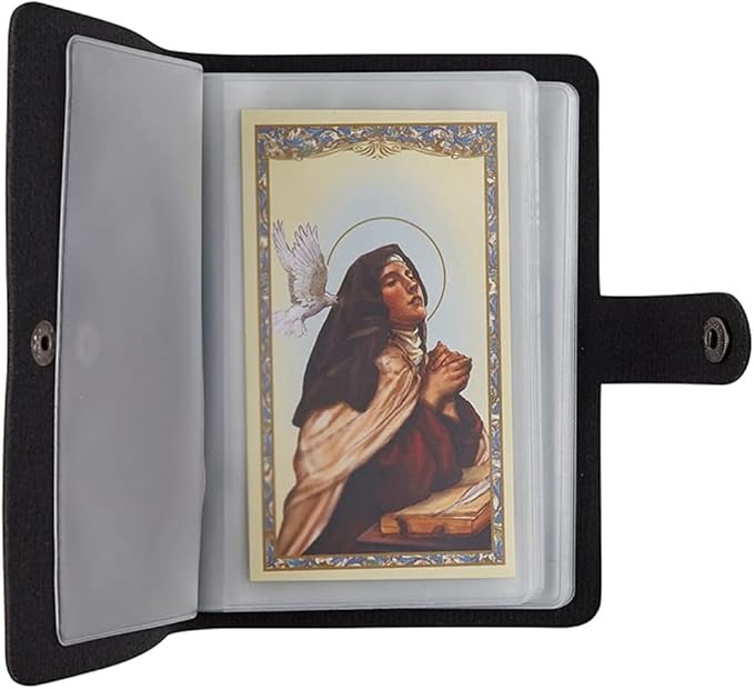 Holy Card Holder Carrying Case for Adults, Unisex, Faux Leather, Up to 40 Cards, Black, Snap Closure