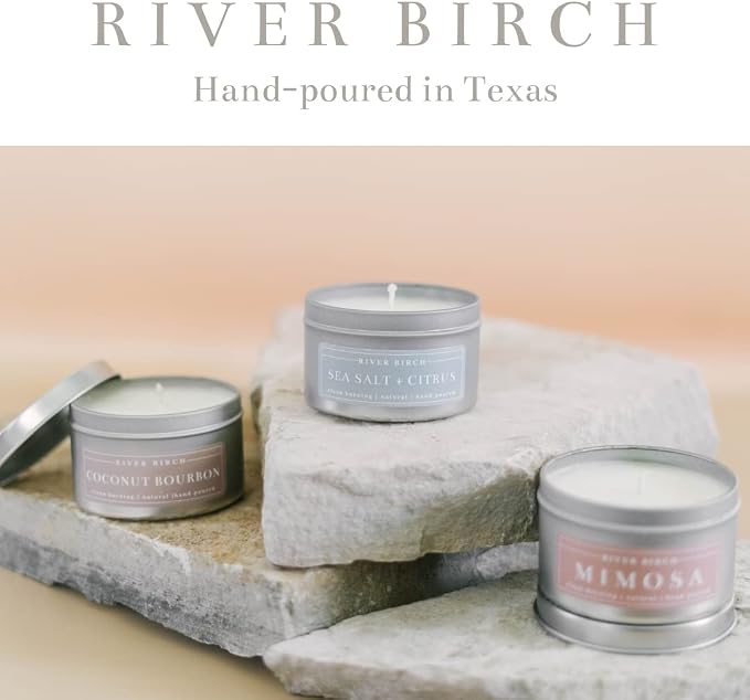 River Birch Candles Christmas Scented Candle | Premium, All-Natural, Non-Toxic, Soy Candles | 8 oz. Silver Tin Travel Candle | Cozy Relaxing Gifts for Home, White