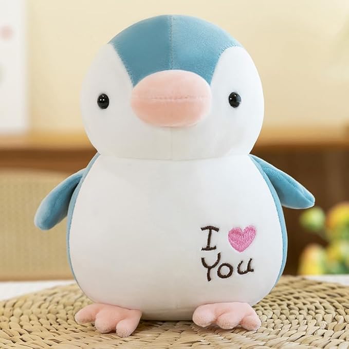 zhidiloveyou 9.84" Penguin Plush Cute Baby Penguin Stuffed Animal Toy for Kids, Light Blue