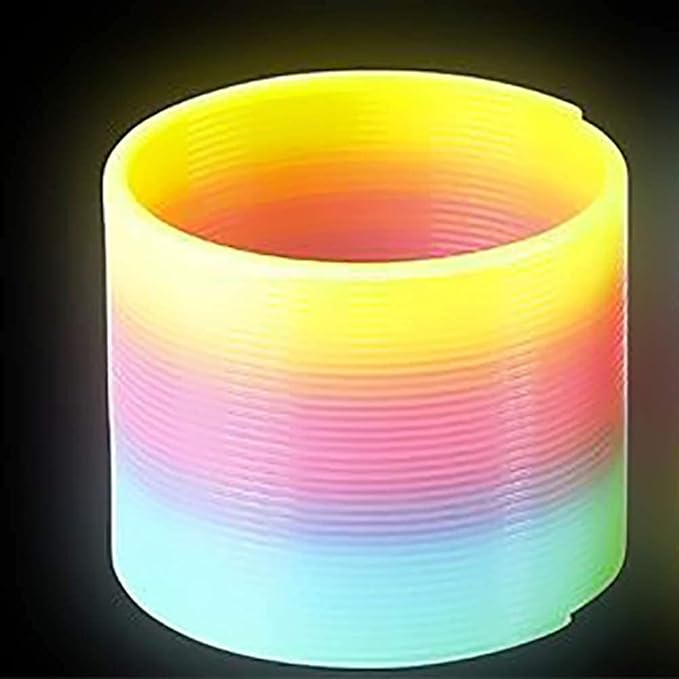 The Dreidel Company Plastic Coil Spring, Glow-In-The-Dark Magic Rainbow Slingy, Party Favor, Birthday Bag Filler, Stocking Stuffers, 3" (80MM) (Single)