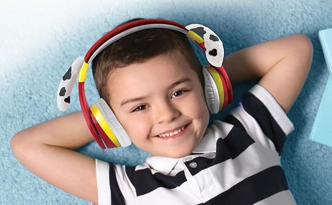 eKids Paw Patrol Marshall Bluetooth Headphones for Kids, Wireless Headphones with Microphone Includes Aux Cord, Earphones for School, Home, or Travel (Paw Patrol Marshall)