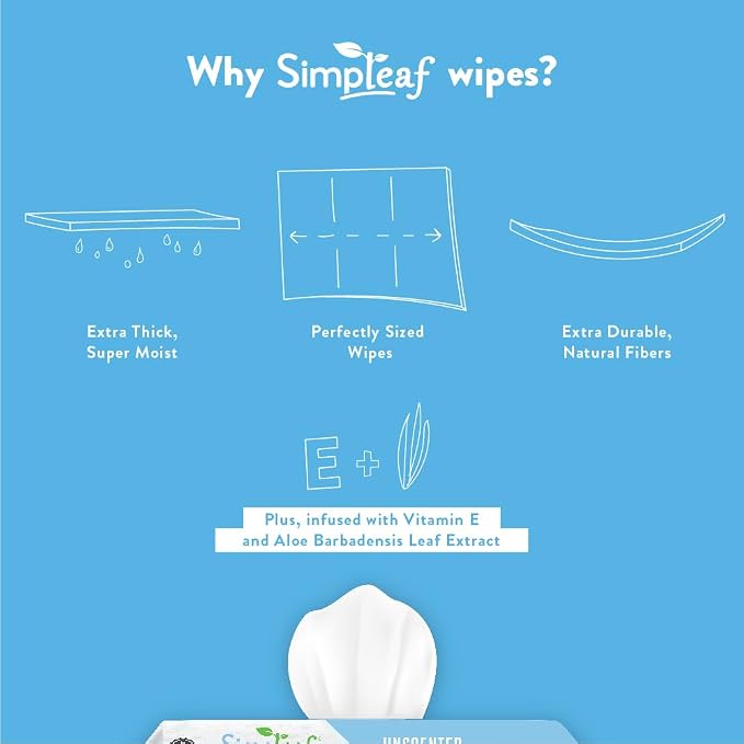 Simpleaf Flushable Wet Wipes | Eco- Friendly, Paraben & Alcohol Free | Hypoallergenic & Safe for Sensitive Skin | Unscented Soothing Aloe Vera Formula (50 Count) 1 pack