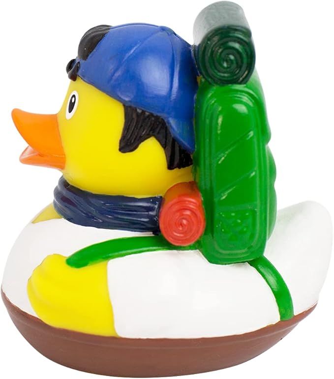 3 Inch Backpacker Hiker Rubber Duck Bath Toy, Collectable, Fun for All Ages, Auto Dash Decoration, Crusing Vacation Gift, Party Favors, Office, School, Home
