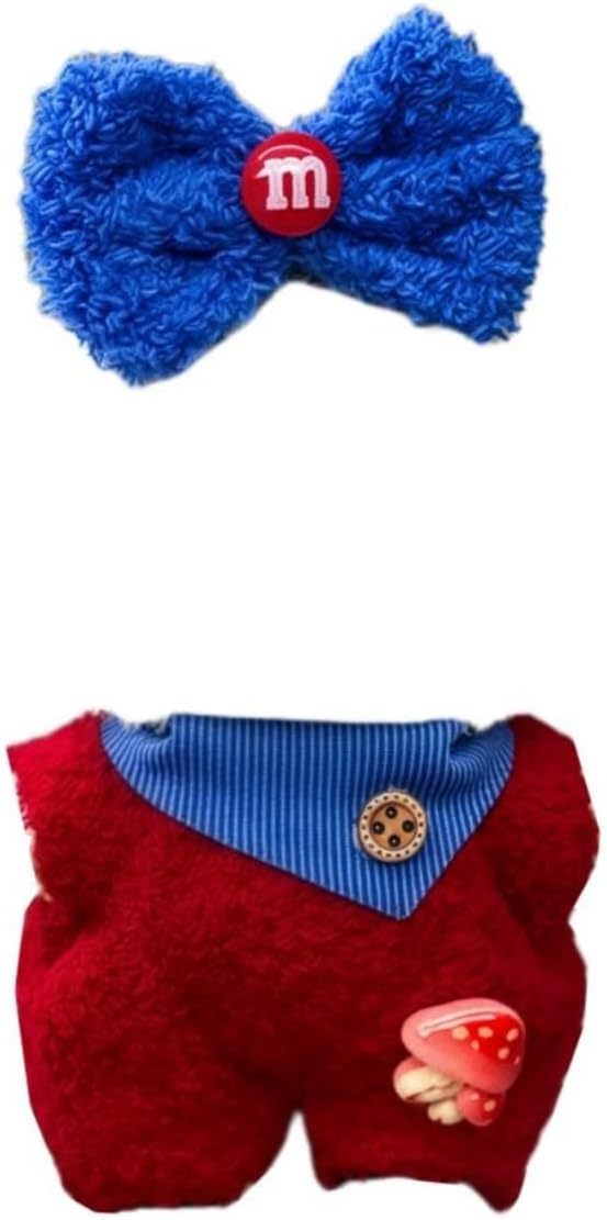 Clothes for Labooboo Dolls 17cm, Lububu Dolls Clothing Accessories Set, LebubuDesigner Clothes Outfits for Plush Dolls 7 Inch, Red Jumpsuit, Blue Overalls
