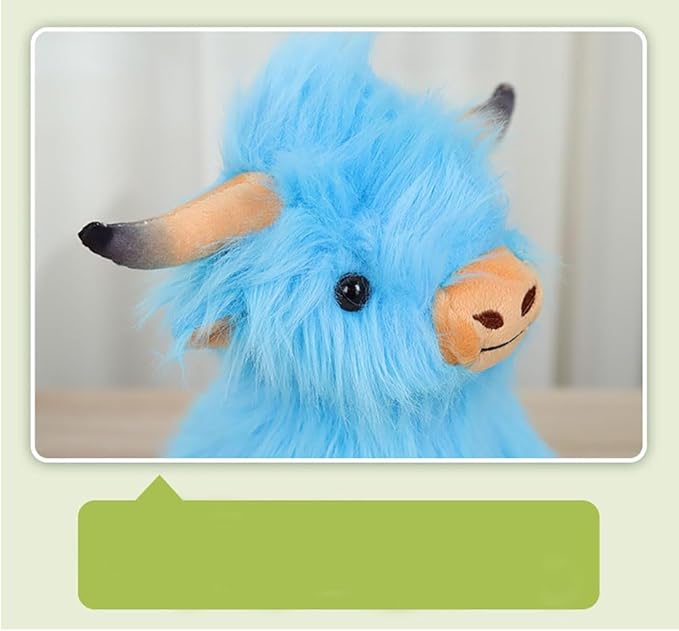 Highland Cow Stuffed Animal Cute Highland Cow Plush Doll Toy 10 inch for Girls Boys Christmas(Highland Cow Blue)