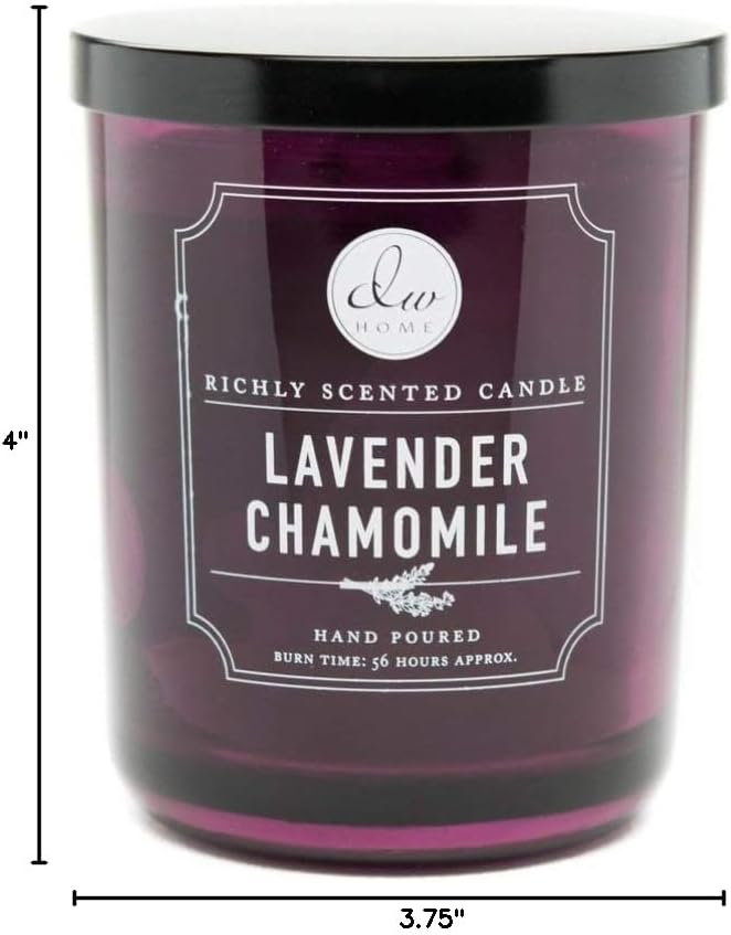DW Home Lavender Chamomile Scented Candle for Home, 9 oz, 8.8 oz Candle Jar, Up to 33H Burn Time, Luxury Scented Candle for Relaxation, Gifting, Home Decor