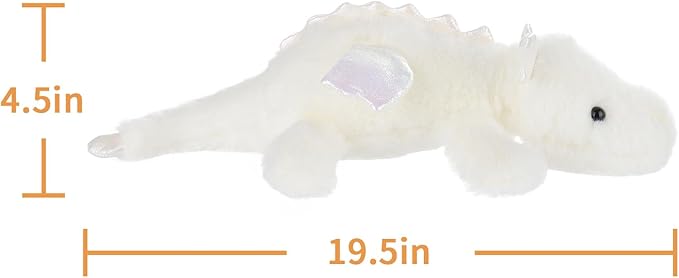 Apricot Lamb Lying Dragon Plush Stuffed Animals for Kids, Soft Cute Plush Toys for Baby Girl and Boy, Large Fluffy Lying Dragon White