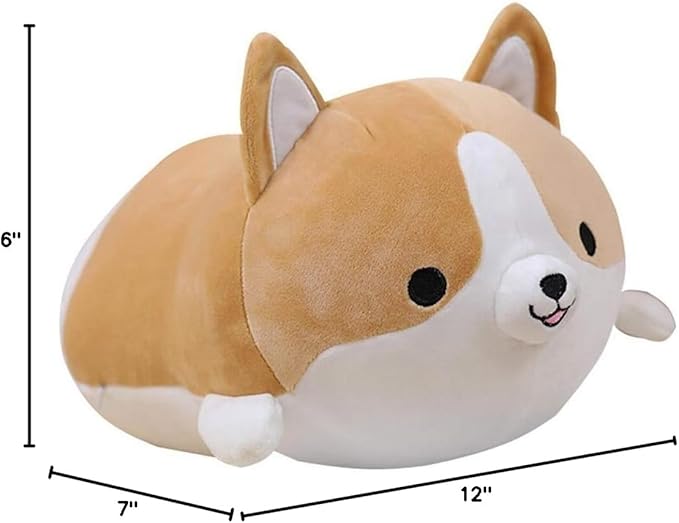Corgi Dog Plush Pillow, Soft Shiba Inu Corgi Butt Stuffed Animal Toys Gifts for Bed, Valentine, Kids Birthday, Christmas (Brown, 11.8inch)