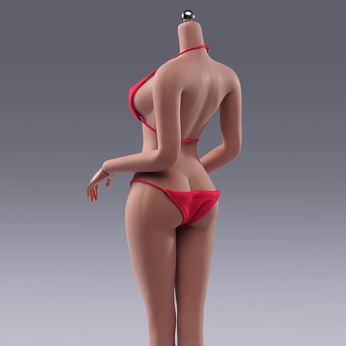 1/6 Scale Female Action Figure Body, 12 inches Seamless Flexible Action Figure Body Model with Detachable 5 Pairs Hand Gesture Shapes (Wheat Skin)