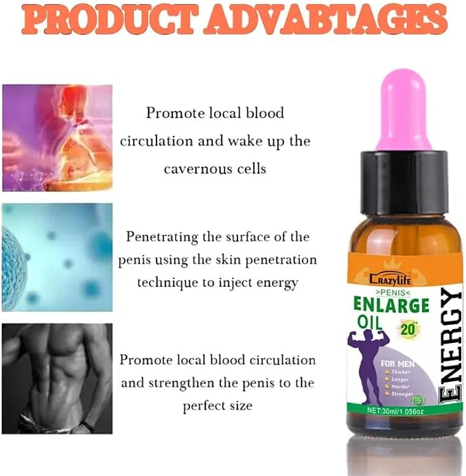 Crazylife Enlargement Massage Oil for Men – 30ml, Soothing & Moisturizing Formula