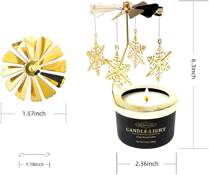 Kelly's Custom Candles Birthday Gifts for Women,for Wife,Rotatable Snowflake Candle Gift for Her,Unique Candle Gifts for Colleague,Mom and Wife,Birthday,Anniversary,Christmas and Thanksgiving.