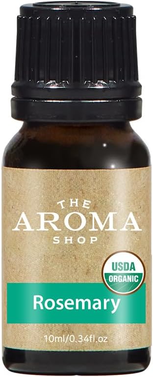 USDA Organic Essential Oil 10ml (0.34 fl oz) – 100% Pure, Non-GMO, Vegan Aromatherapy Oil for Diffuser, DIY Soap, Candle & Home Use (Rosemary)