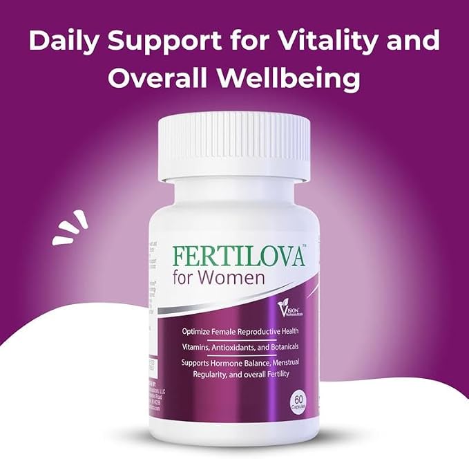 Vision Nutra Fertility Support Supplement for Women | for Hormonal Balance & May Support Menstrual Regularity | Fertilova 60 Vegan Capsules - 2 Month Supply