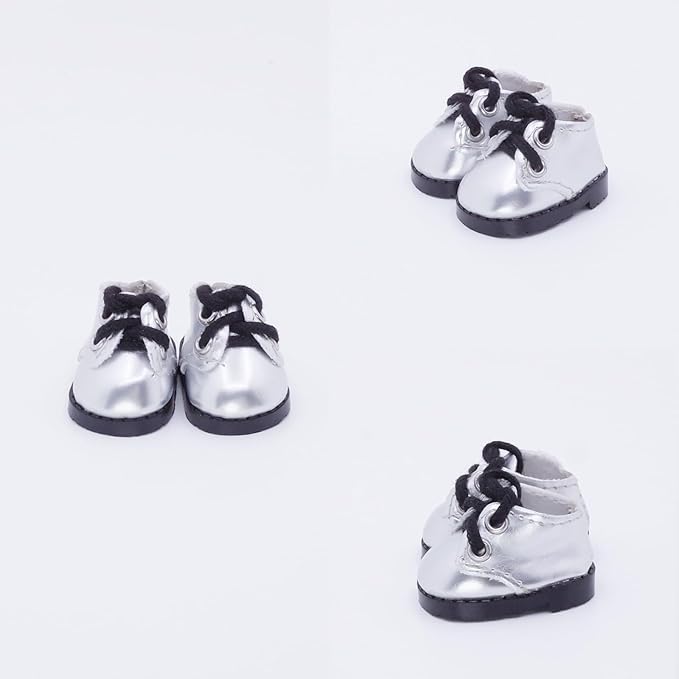 Etistta 17cm Doll Shoes for 17cm Doll Boots, 6.7 inch Doll Shoes Accessories (Silvery)