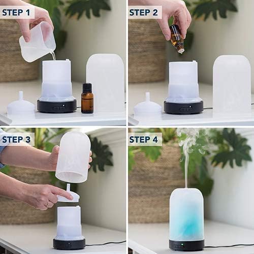Airome Obsidian Medium Essential Oil Diffuser|100 mL Humidifying Ultrasonic Aromatherapy Diffuser 8 Colorful LED Lights, Intermittent & Continual Mist, Auto Shut-Off