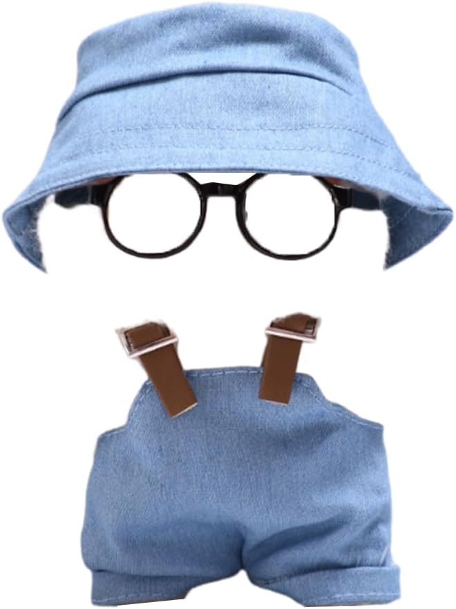 3 Set 17 cm Doll Clothes - 6.7 Inches Cute Dolls Dress - Premium Fashion Accessories, Doll Clothes+Overalls+Glasses Style Bundle,Gifts for Lovers (Style-C)