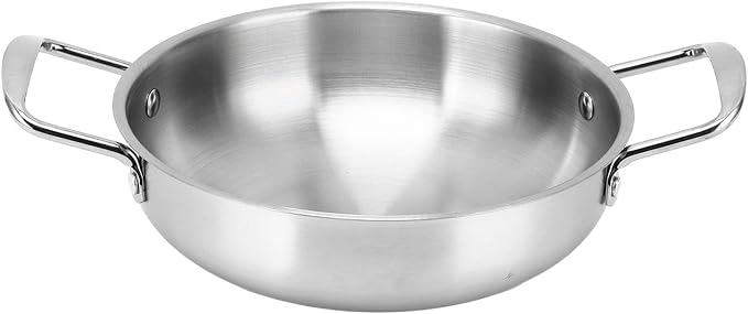 Rengue Stainless Steel Korean Ramen Pot, Heating Cookware with Flat Bottom for Soup and Noodles, Lightweight Portable and Multipurpose Kitchen Tool Stainless Steel Korean Ramen Pot, (20cm)