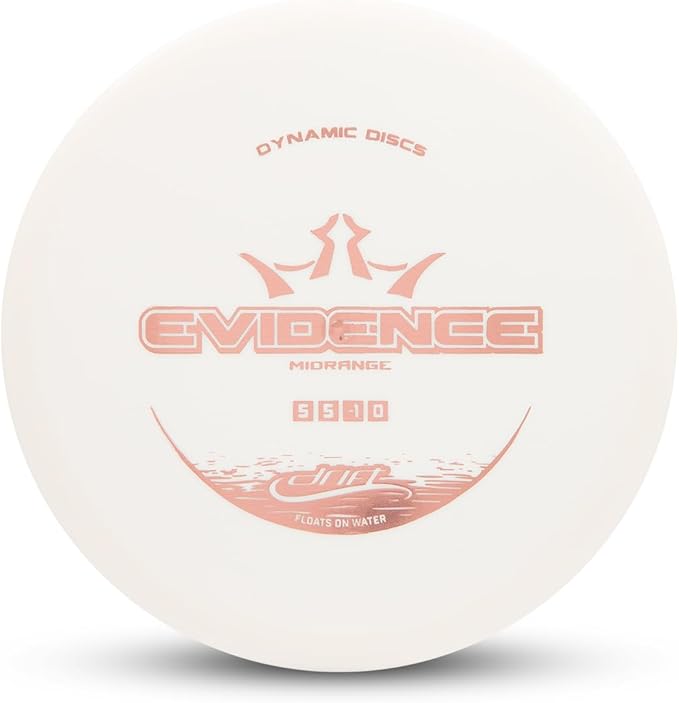 Dynamic Discs Drift Evidence Disc Golf Midrange | Understable Midrange Disc Golf for Beginners | Lightweight, Floats in Water | Grippy Base Plastic | 120-130g (White)