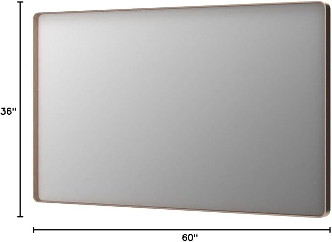 LOAAO 60"X36" Gold Bathroom Mirror | Rounded Rectangle, Brushed Gold Frame, Wall-Mounted, Anti-Rust, Tempered Glass, Hangs Horizontally or Vertically