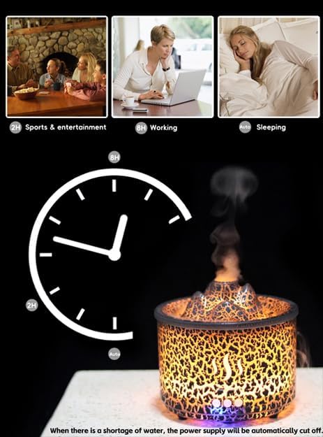 3in1 Night Light Volcano Essential Oil Diffuser Air Humidifiers for Bedroom | 260ml, 2mist modes, 12H Running Aromatherapy for home, 8H Running humidifier for bedroom, 3 Night Light, 3in1, Remote Control