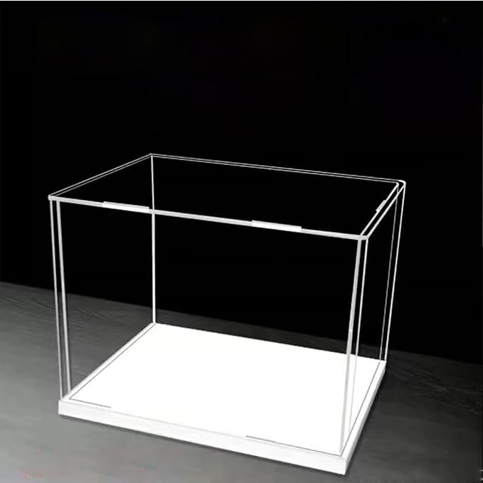 Side Opening Door Clear Acrylic Display Case-Assemble Countertop Box with White Base,Dustproof Protection Showcase for Action Figures Toys Collectibles (25x20x20cm/10x8x8inch)