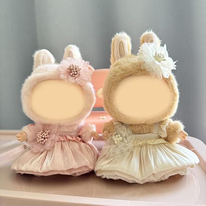 17cm Doll Clothes(NO Doll), Cute Dolls Outfit Accessories with Pink Bud Dress Small Kawaii Clothes Set for Dolls (Style 13)