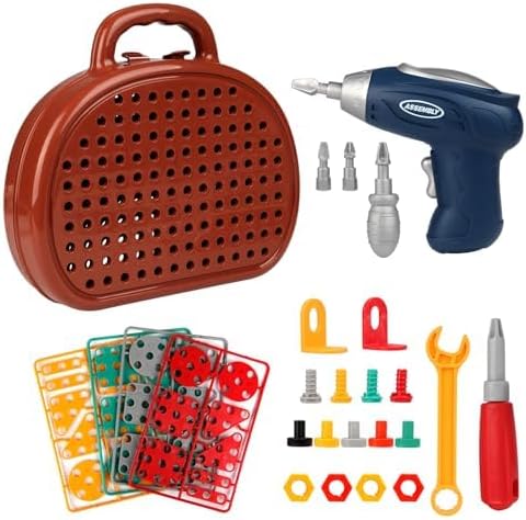 YououiiMagic Montessori Play Toolbox Bear, STEM Kits for Kids Ages 3-12, Creativity Tool Box with Drill Kids Building Toys, DIY Educational Construction Engineering Toys Preschool Toys