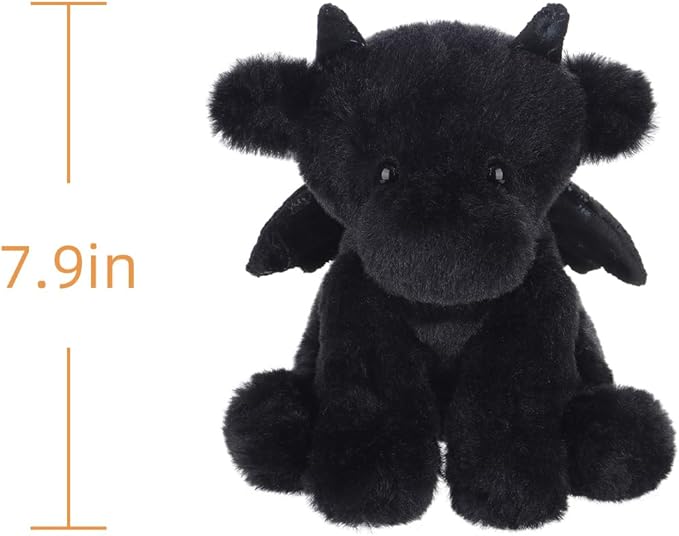 Apricot Lamb Black Dragon Plush Stuffed Animals for Kids, Soft Cute Plush Toys for Baby Girl and Boy, Fluffy Black Dragon Black