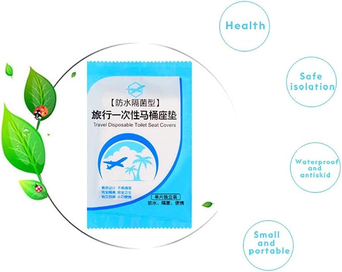 EGV-50 Pieces Disposable Plastic Toilet Seat Cover Waterproof, WC Cushion Toilet Cushion for Baby Pregnant Mom, Independent Packaging Suitable for Travel