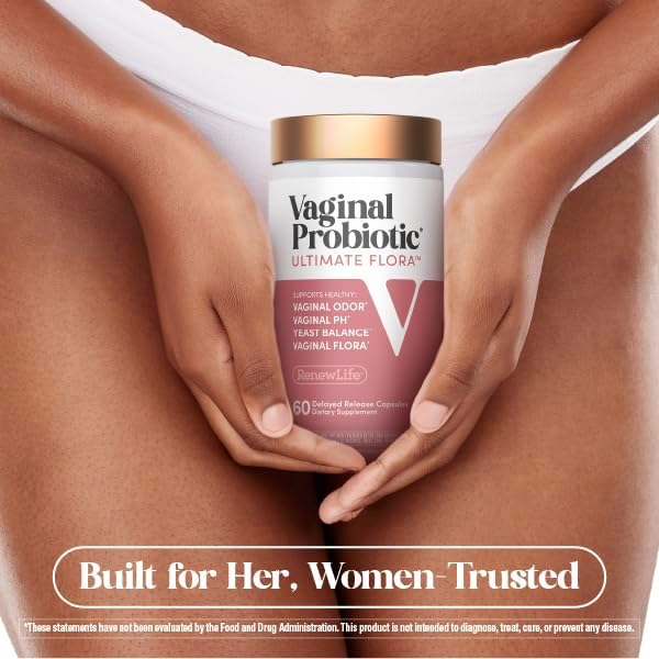 Renew Life Ultimate Flora Vaginal Probiotics for Women 6 Billion CFU | 60 Delayed Release Vegan Capsules | Vaginal Health and pH Balance | Dairy, Soy and Gluten Free Supplement