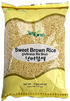 Jayone Sweet Brown Rice, 4 lb, Glutinous Brown Rice, Short Grain Sticky Rice for Rice Bowls, Porridge, Multigrain Rice, Mochi-Style Recipes
