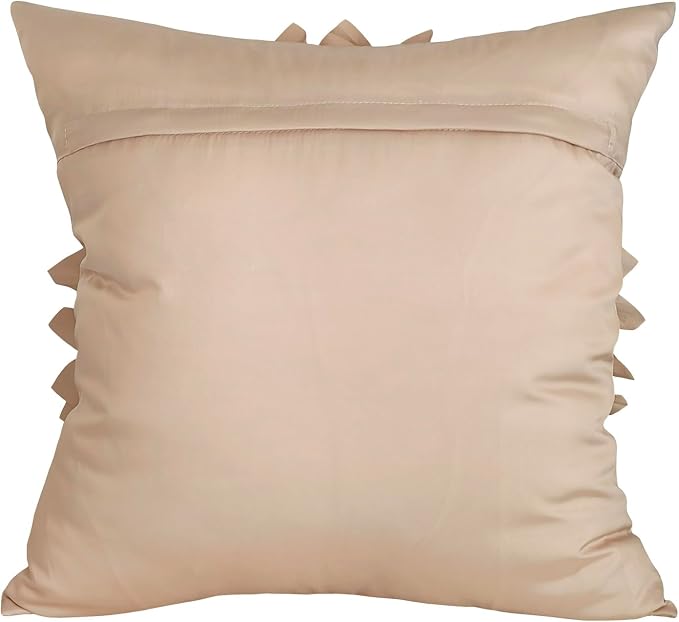 Beige Taupe Accent Flower Decorative Throw Pillow Covers for Bed Sofa Couch | Bella's Giftshop Handmade Sunflower Taffeta Pillow Cases Living Room Bedroom Decor, 18x18 Inch
