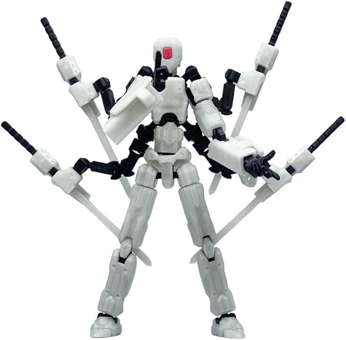 T13 Action Figures Helix Robot 8 Inch, Assembly Completed T 13,3D Printed Robo 13 - The Premium Action Figures for Sci-Fi Enthusiasts White (Glows in The Dark)