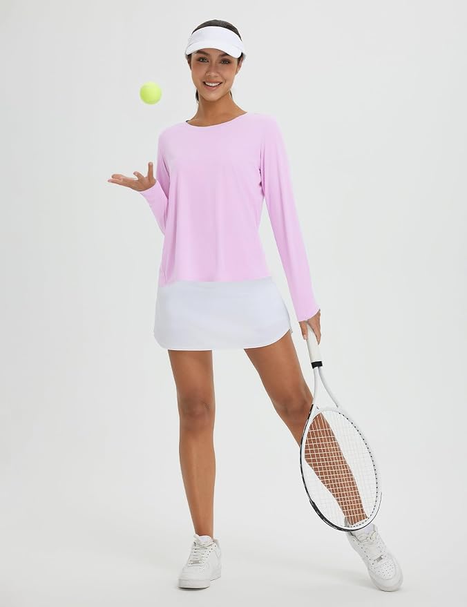baleaf Women's Long Sleeve Workout Tops Running Sun Shirts Split Back | UPF 50+, Quick Dry, Lightweight, Breathable, Moisture-wicking, SPF, UV, for Athletic, Gym, Hiking, Tennis, Outdoor