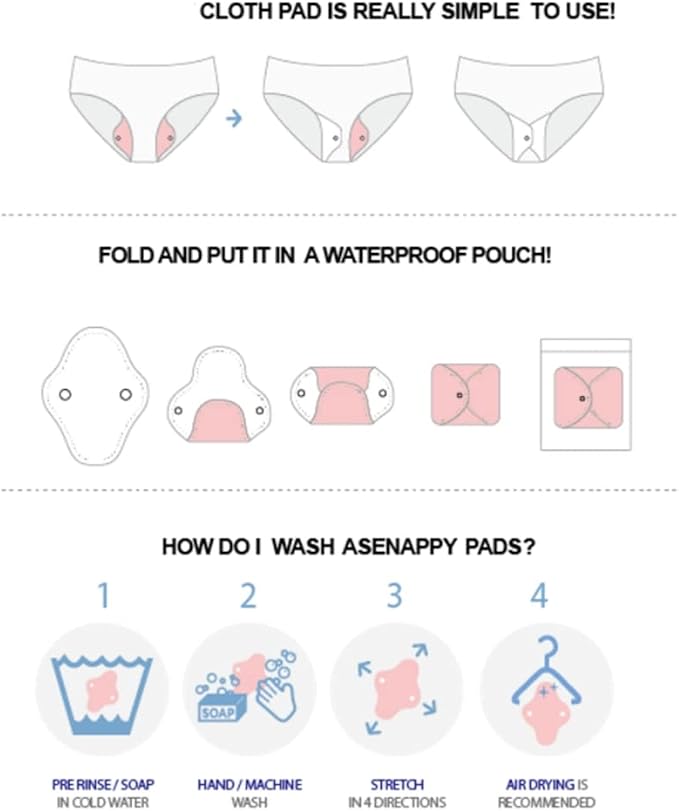 Random Prints Adjustable Snaps Reusable Menstrual Pads - 9 pcs Three Size Cloth Sanitary Pads with 1 Bag