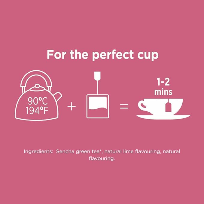 Taylors of Harrogate Lychee & Lime, Green Tea, Individually Wrapped Bags, 20 Count (Pack of 1), Uplifting, Zesty and Lively, Caffeinated, Enjoy Hot or Iced, 20 Teabags